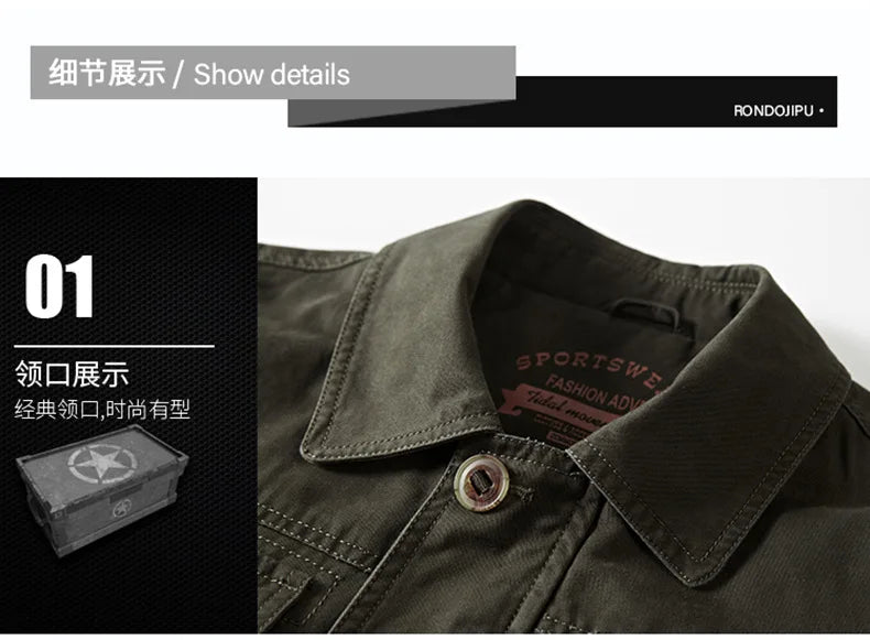 Spring Autumn Long Men Jackets Army green Cargo Mulit Pockets Trench Work Outwear Casual Coat Jacket Size M-3XL 4XL