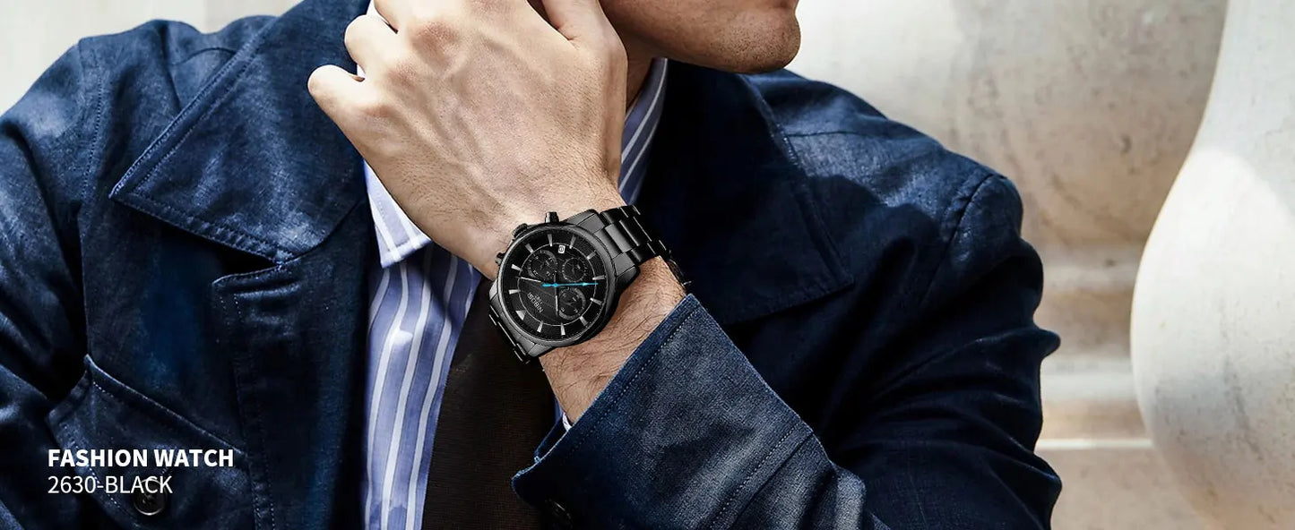 NIBOSI Mens Watches Analog Dainty Business Dress Watches for Men Military Chronograph Watch with Calendar Waterproof Stainless