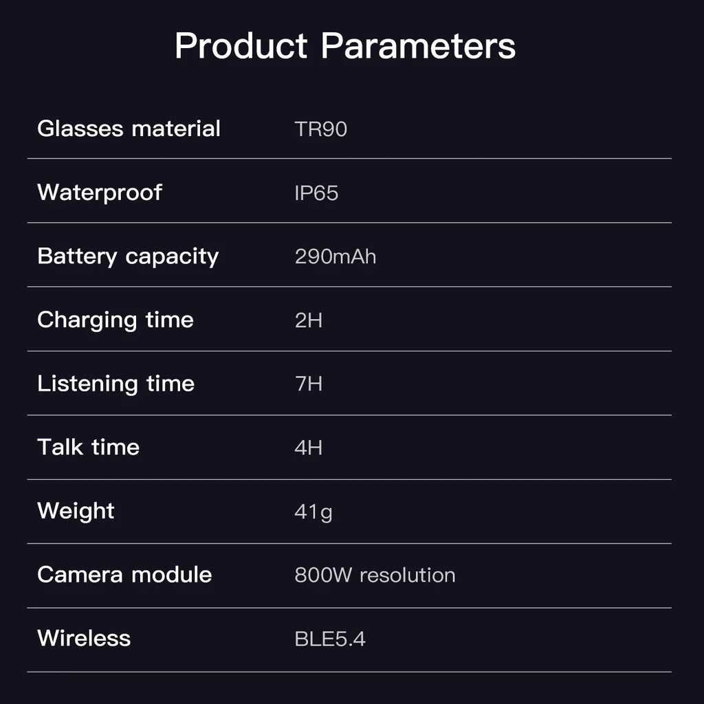 2025 800W Camera Smart Glasses  AI Translation ChatGPT Voice Assistant BT Call Music Earphones Video Recording for iPhone Xiaomi