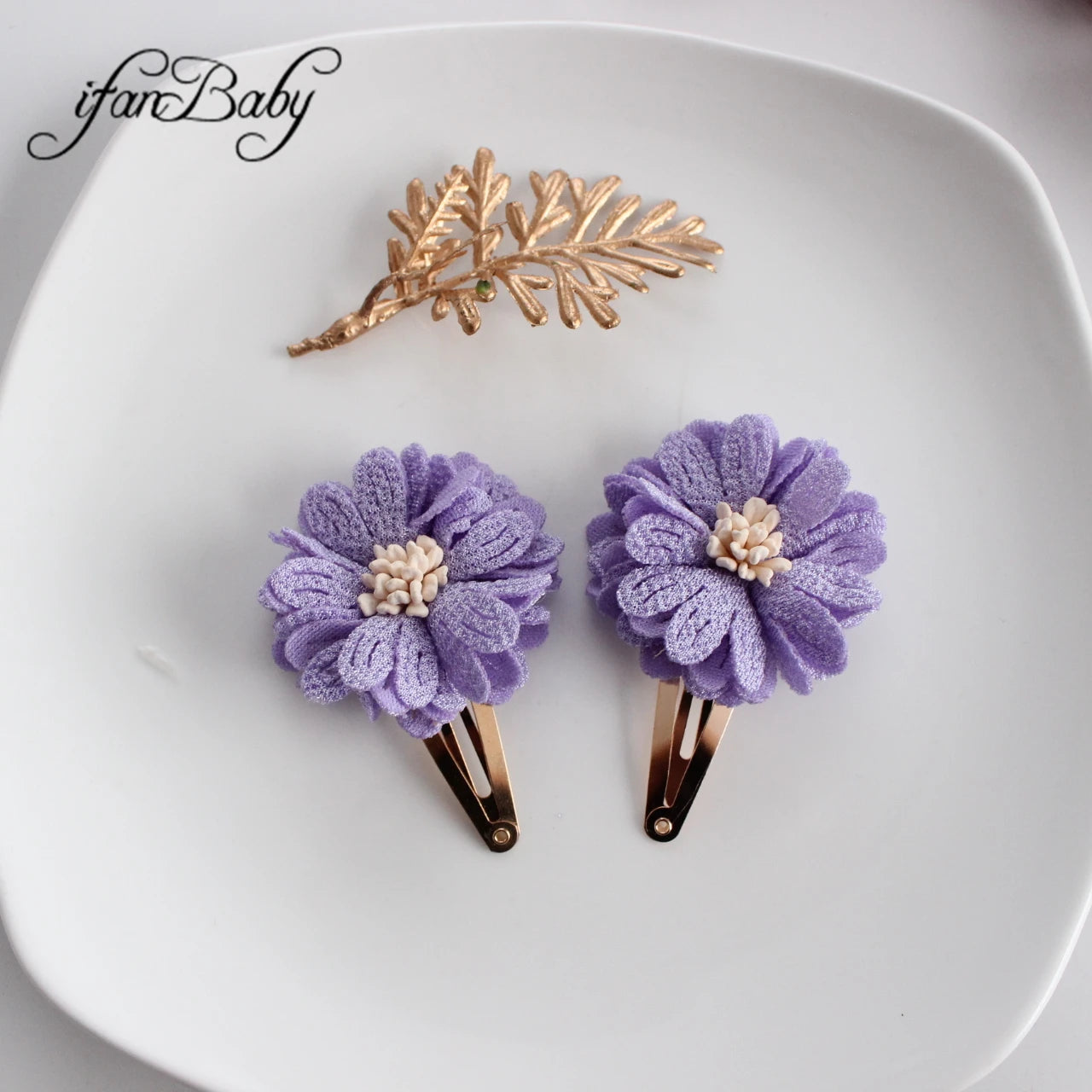 Fashion Flower BB Hair Clips Pin Headwear For Baby Kids Girl Hair Accessories 2 PCS/SET