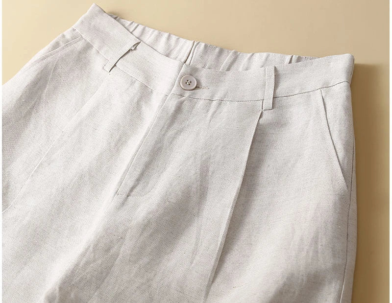 Women's Shorts Cotton Linen High Waisted Short Pants Casual Loose Solid Purple Button Summer Shorts for Women