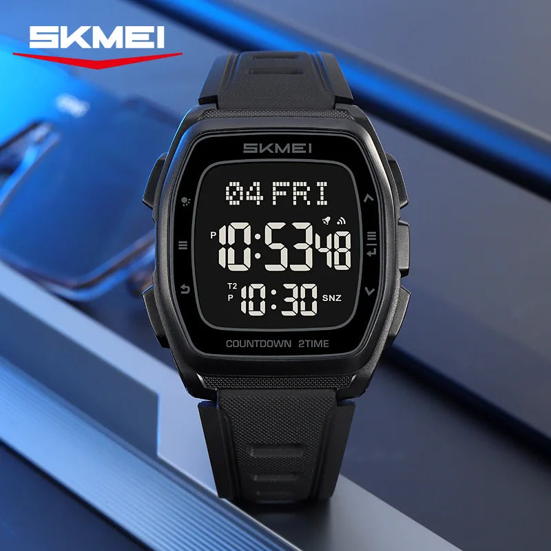 SKMEI 2441 LED Display Electronic Mens Wristwatches Waterproof Countdown Sport Watch for Men Military Digital Clock Reloj Hombre