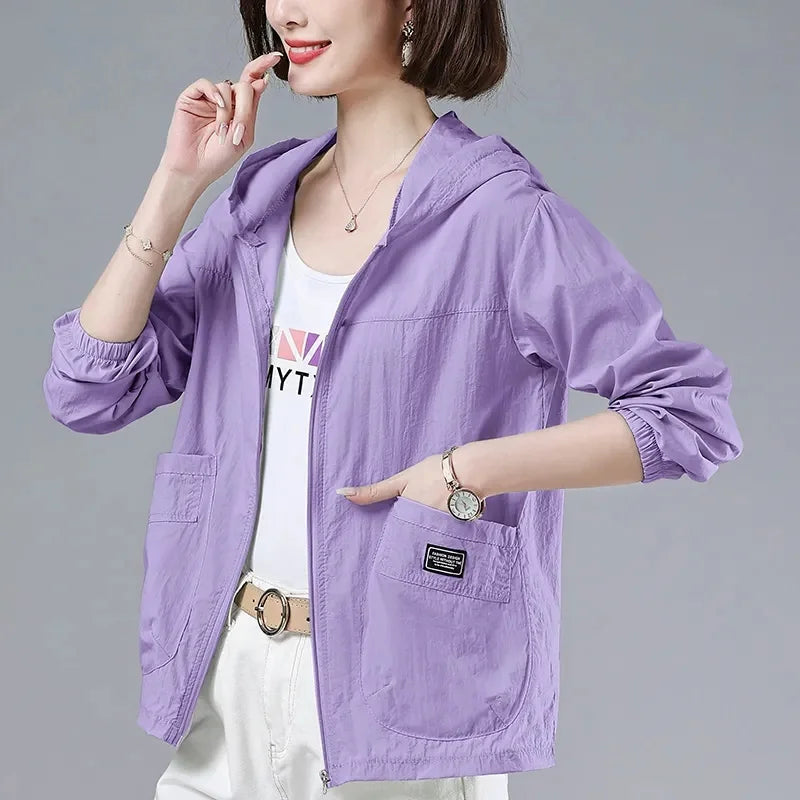 2025 New Summer Women Jacket Waterproof Sun Protection Clothes Thin Lightweight Jacket Women Quick Dry Sport Coat Windbreaker