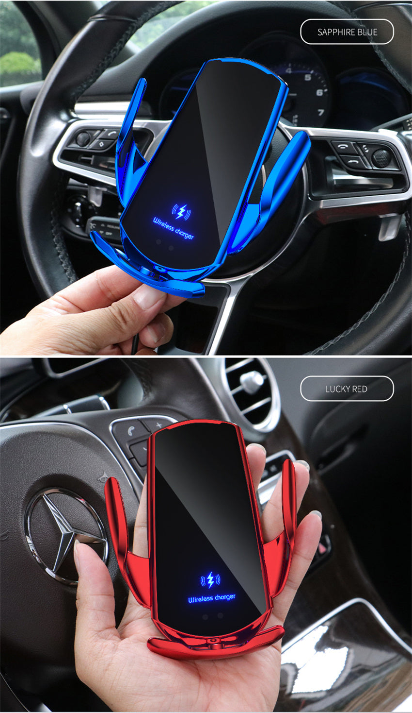Q3 Smart Sensor Car Phone Wireless Charger 15W Fast Charging Auto-Clamping Car Phone Holder for iPhone and All Qi Enable Android