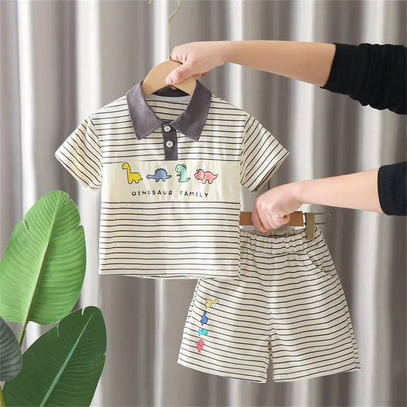 New Kids Clothes Summer Children Boy Strips T Shirt Shorts 2Pcs/set Child Toddler Clothing Infant Sportswear 1 2 3 4 5 YEAR