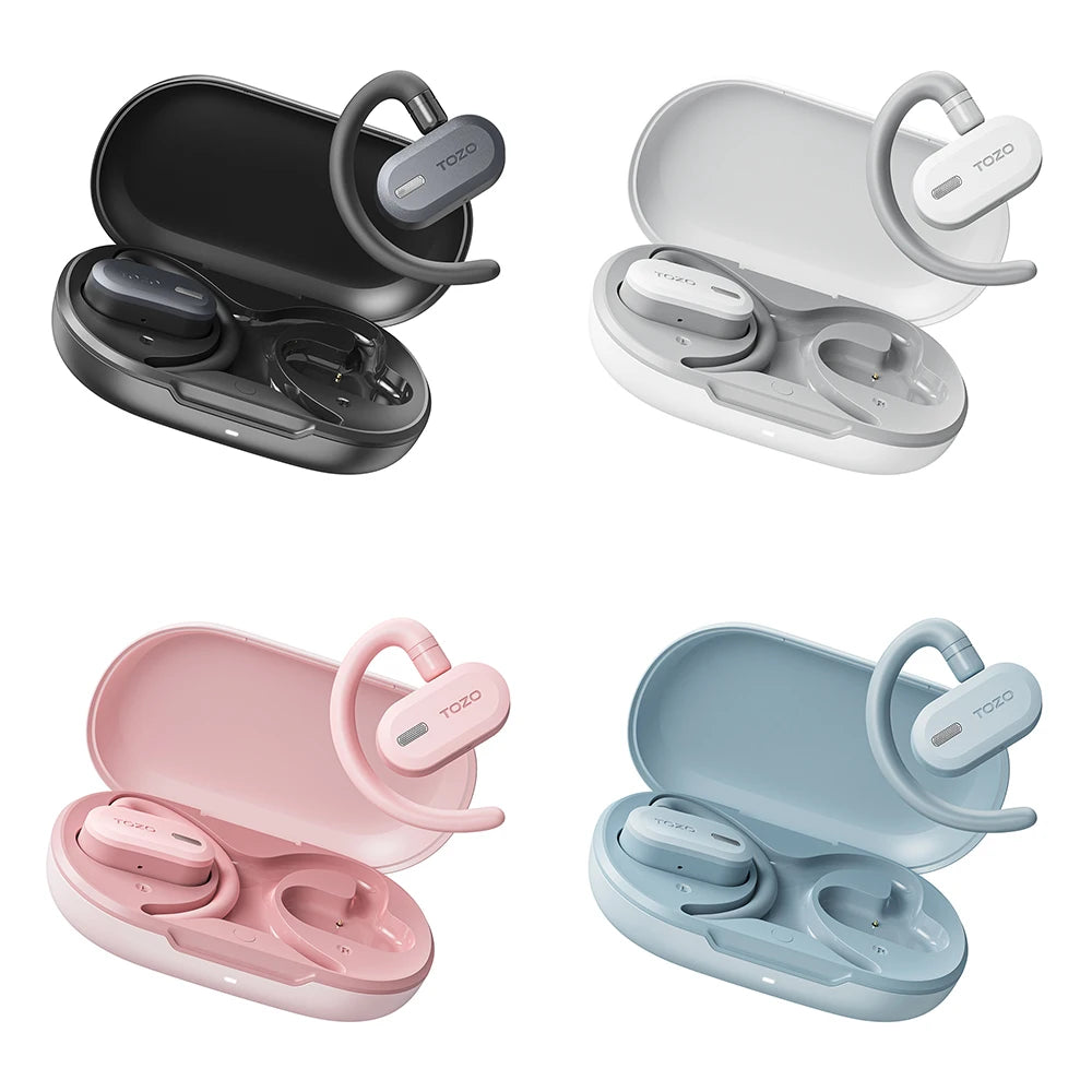 Refurbished TOZO Open Ear Hooks Headphones OWS Wireless Bluetooth 5.3 Earphones Earbuds Adjustable Music Sport HiFi Stereo Sound