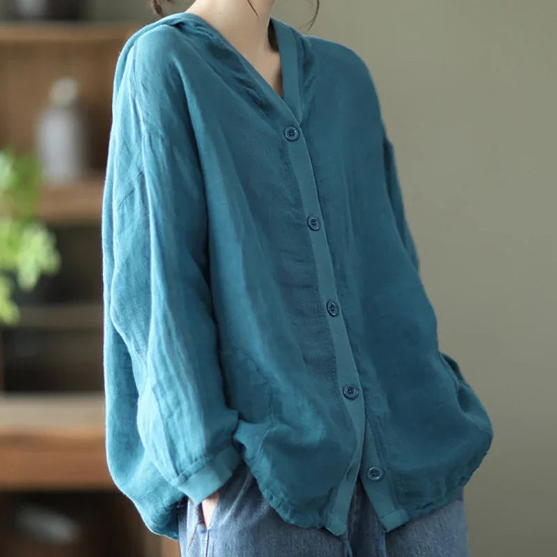 Women Summer Loose Hooded Sunscreen Casual Thin Jackets New Arrival Simple Style Solid Color Female Long Sleeve Hooded Coats