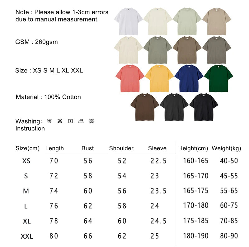 ZODF Trendy Summer 260gsm Cotton Oversized T Shirts For Men Unisex Male Kanye West High Street Solid Tees Brand Tops HY0122