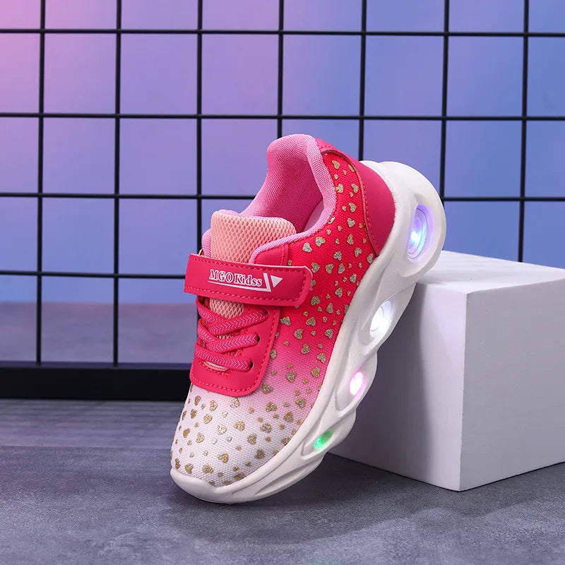 Kids' Casual Shoes Children Led Light Spring Outdoor Sneakers For Breathable Anti-slip Black  Blue Pink Size 21-30