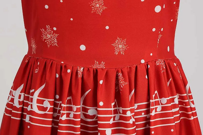 Christmas Dresses for Women Winter Pinup Rockabilly Sexy Cosplay Party Dress Santa Claus Snow Print Cocktail Prom Dress