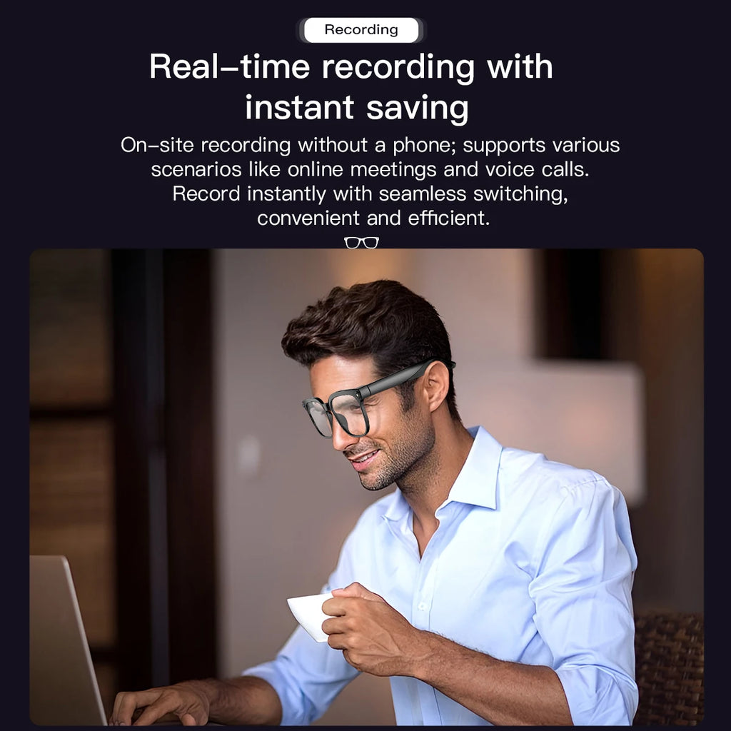 2025 800W Camera Smart Glasses  AI Translation ChatGPT Voice Assistant BT Call Music Earphones Video Recording for iPhone Xiaomi