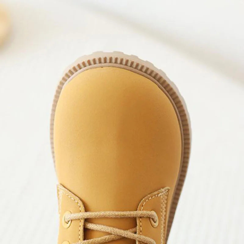 Kids Shoes for Girls Boots Fashion Solid Color Boys Leather Shoes Spring Autumn Children Student Boots