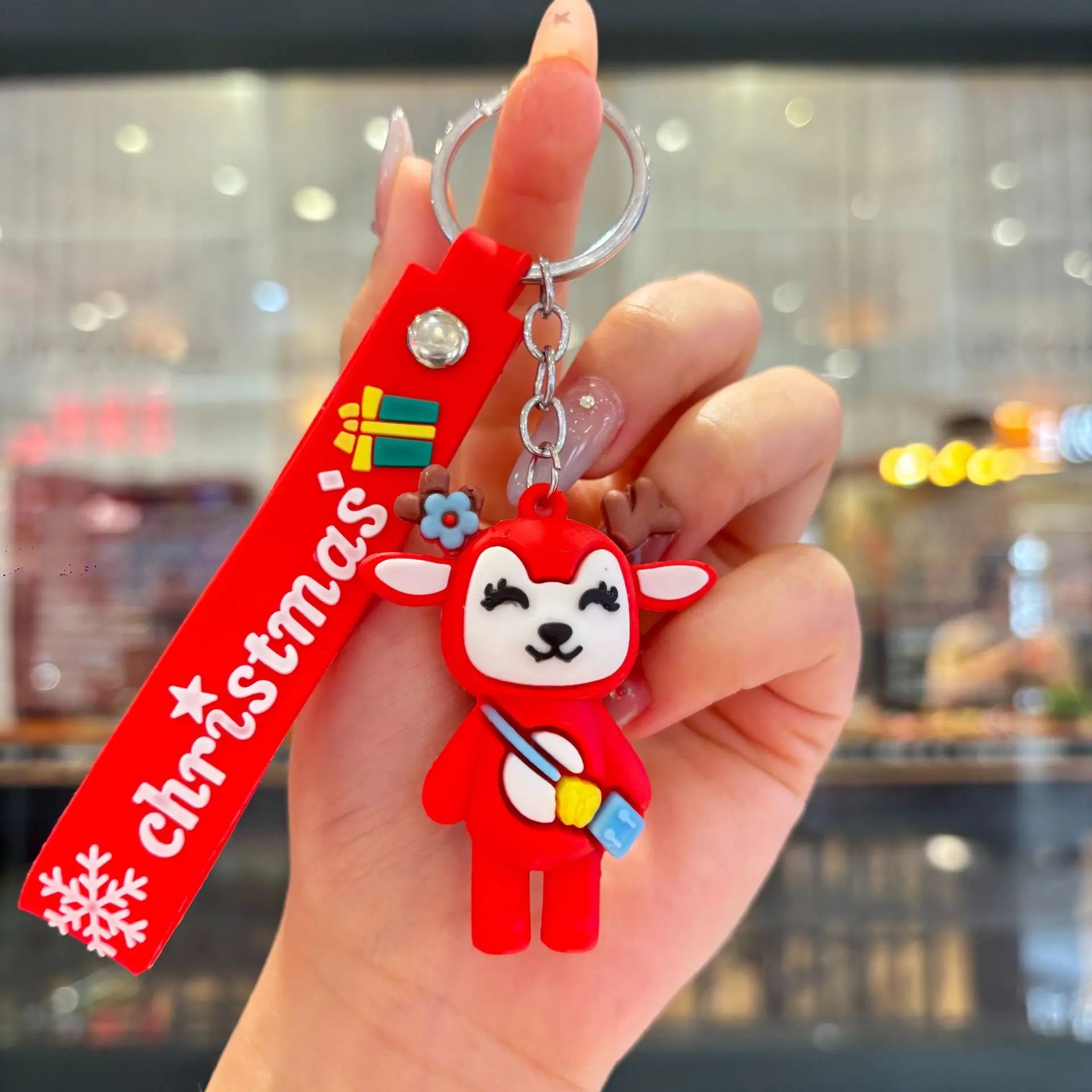 Christmas Gift 2025 Cute Santa Keychain Cartoon Pendant for Bag Car Keys Decor Stocking Stuffer for Kids Children Daughter Son