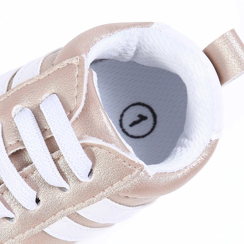 Toddler Baby Girl Shoes 0 to 3 6 9 12 18 24 Months Casual Cute Gold White Baby Boy Shoes First Walkers Soft Crib Shoes Infantil