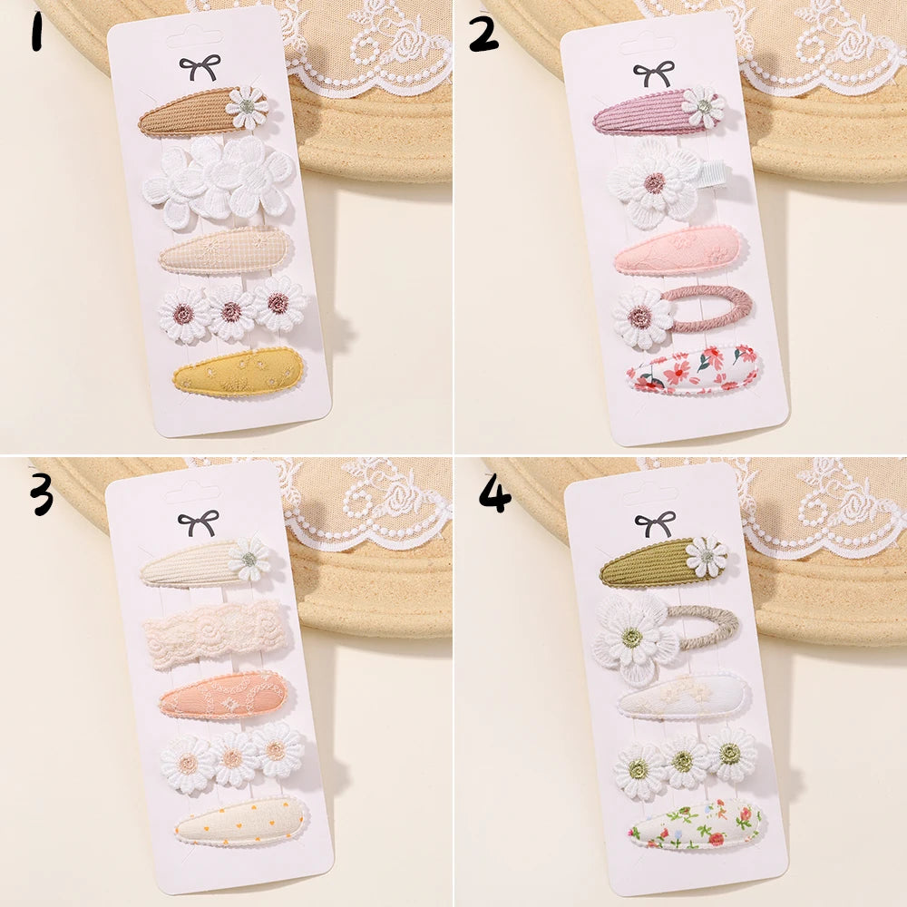 Kids Fresh Hair Clip Set Flower Printe Sweet Butterfly Hairpins Children BB Hair Bangs Clips Barrettes Girl Accessories Headwear