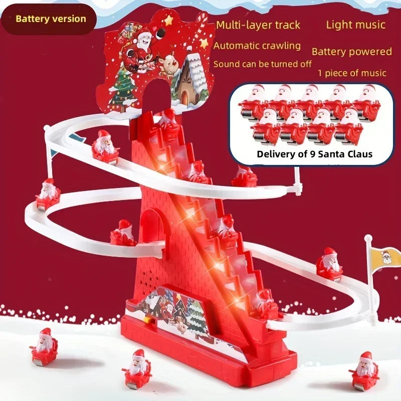 Christmas Climbing Slide Track Toy With Music Light Interactive Roller Coaster Educational Play Gift For Kids Home Decor
