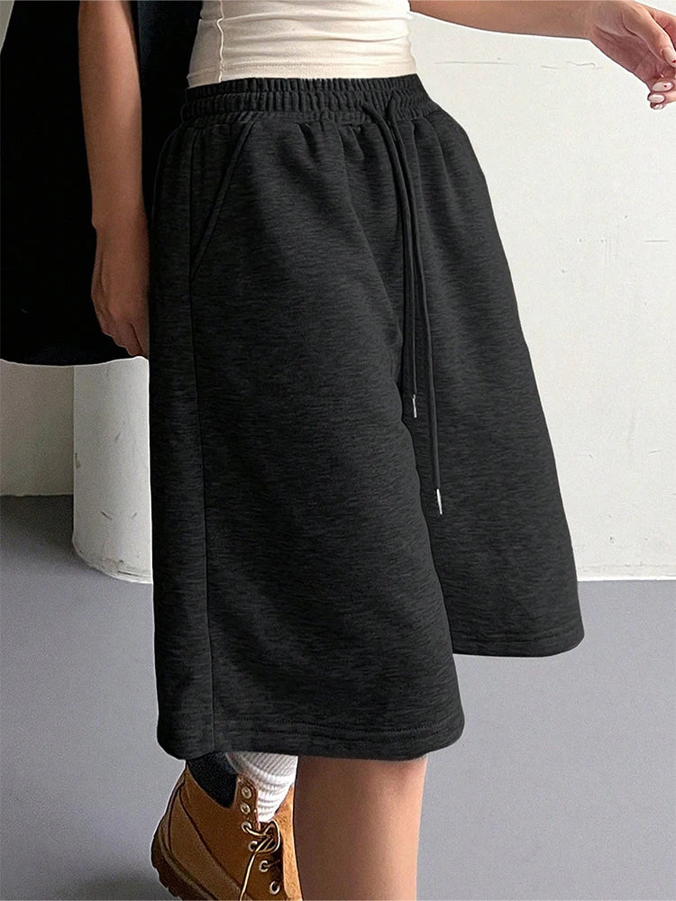 Women's Shorts Summer New Streetwear Fashion Casual Slim Lace-up Shorts Elegant Female Personality Versatile Knitted Loose Pants