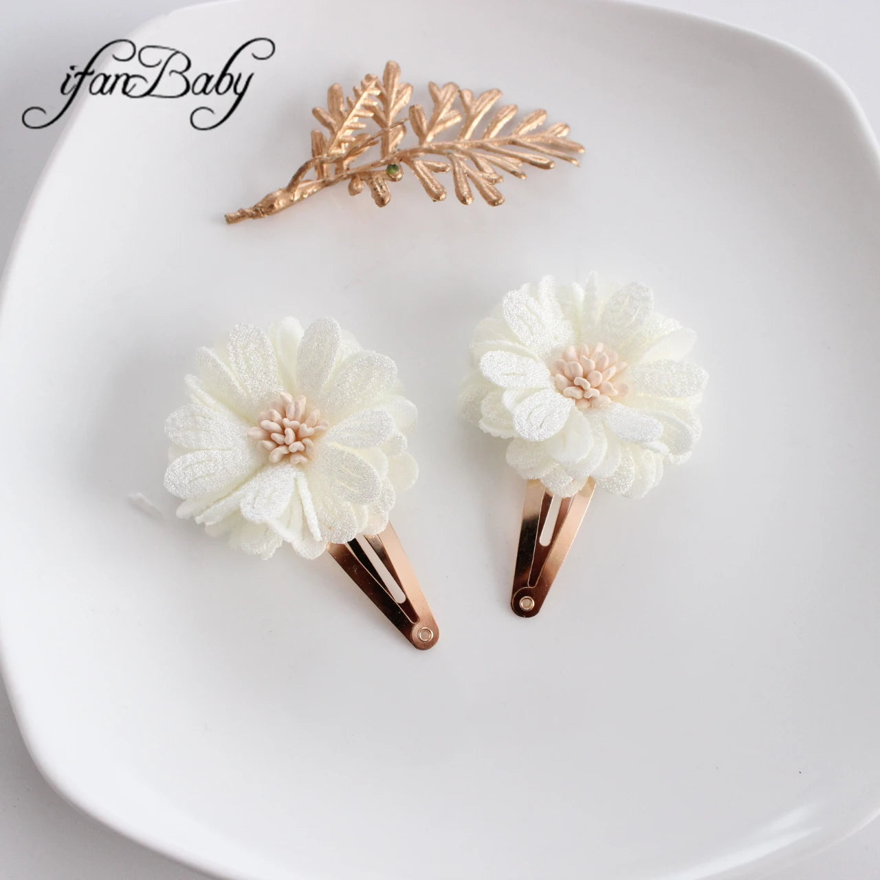 Fashion Flower BB Hair Clips Pin Headwear For Baby Kids Girl Hair Accessories 2 PCS/SET