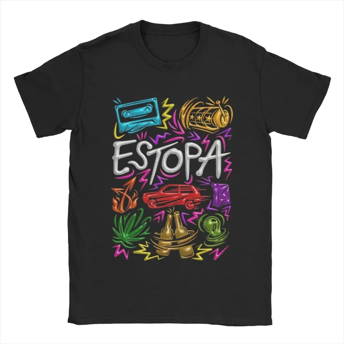 Men T-Shirts Estopa Tour Rock Band Unique 100% Cotton Tees Short Sleeve Pop Music Guitar Art T Shirt Round Neck Clothes Printed