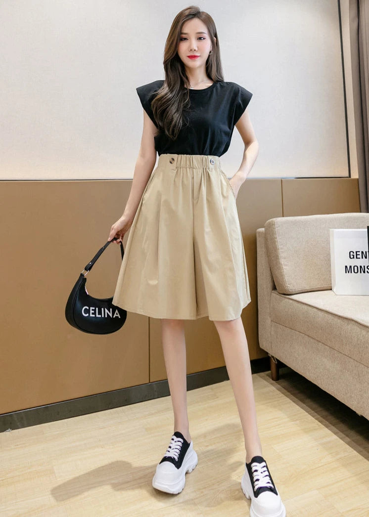 Shorts for Women Culotte Half Wide Knee Length High Waist Skirt Pants Mid Short Woman Bermuda Designer Wholesale Casual Design