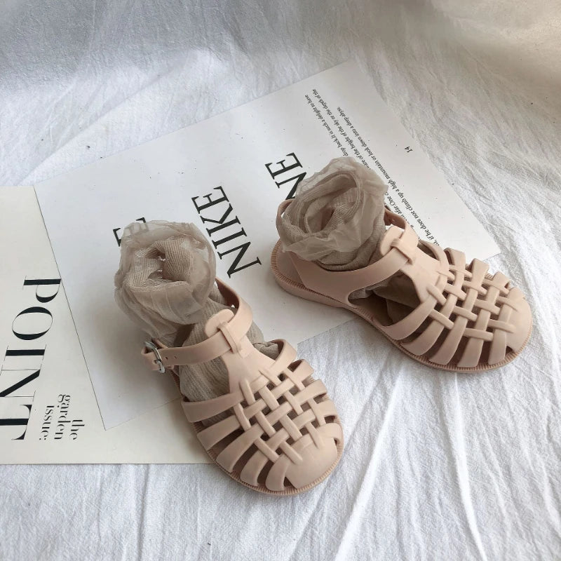 Kids Shoes Summer Sandals Baby Girls Toddler Soft Non-slip Princess Shoes Kids Candy Jelly Beach Shoes Boys Casual Roman Sandals