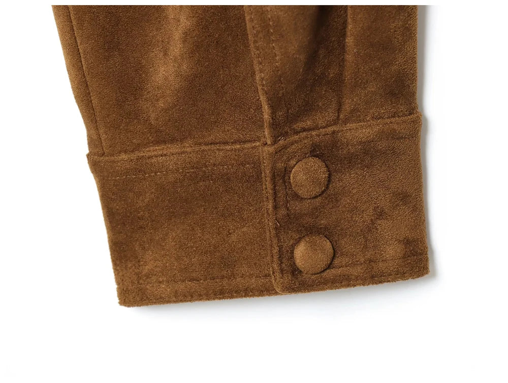Women's Jacket 2025 New Fashion Autumn Winter Vintage Suede Jacket for Women Casual Chic Ladies Coat