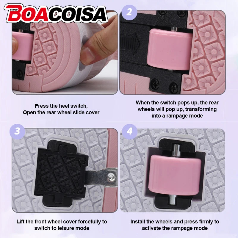 Sneakers for Kids Boys Girls 2Wheels Roller Skate Children Shoes Sports Running Adult Casual Women Tennis Outdoor Size 31-42