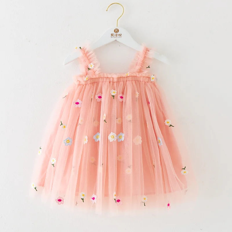 Flower Girls Dresses Children's Clothing Kids Clothes Summer Fairy Party Stage Show Dance Wear Cosplay Costumes Sling Casual