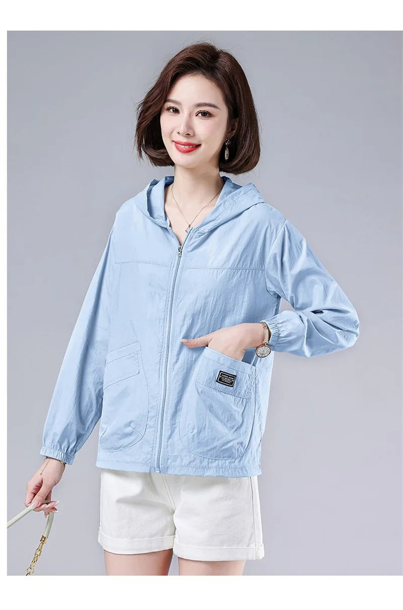 2025 New Summer Women Jacket Waterproof Sun Protection Clothes Thin Lightweight Jacket Women Quick Dry Sport Coat Windbreaker