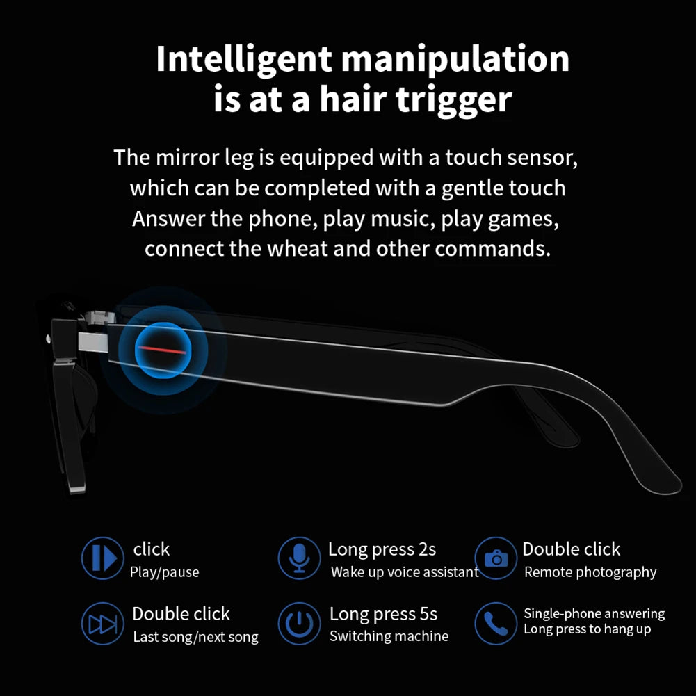 Camera Glasses Remote Shooting BT Audio Glasses Open Ear Sound Mic & Speakers Outdoor Sport Glasses with Camera for Men & Woman