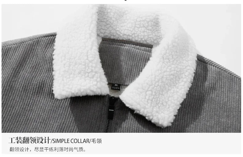 Autumn Winter New Men Jacket Fleece Thickening Corduroy Coats Men Jackets Casual Coat Men's Business Coats Mens Parka