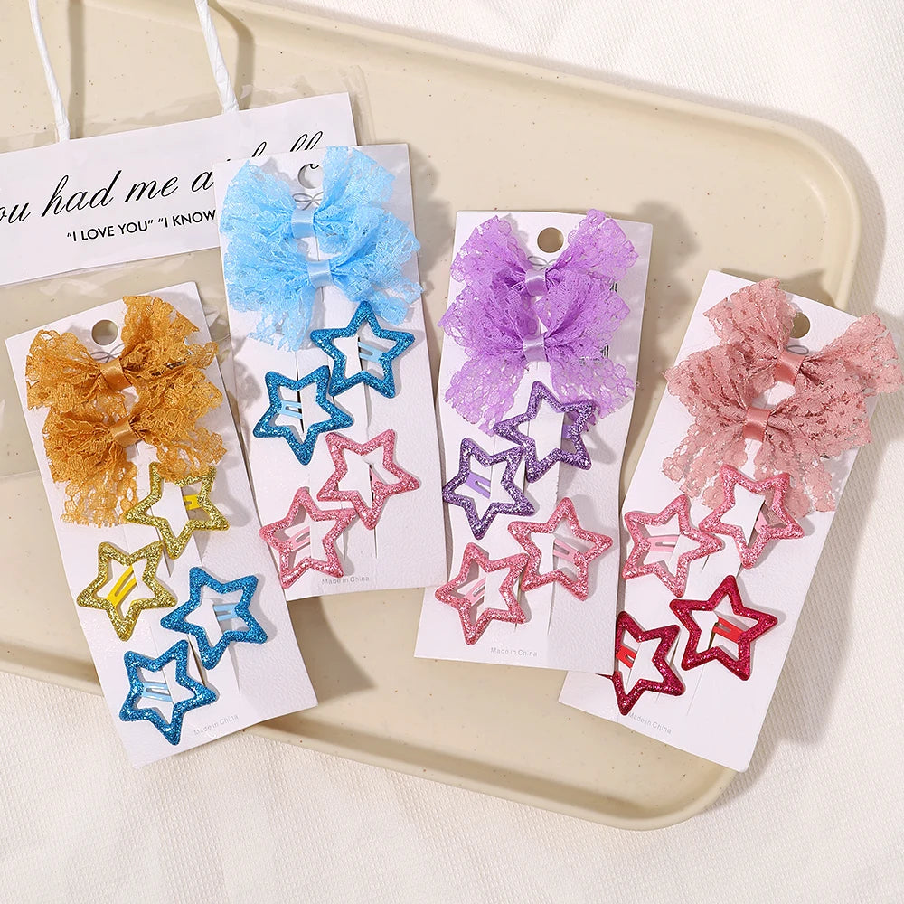 Kids Fresh Hair Clip Set Flower Printe Sweet Butterfly Hairpins Children BB Hair Bangs Clips Barrettes Girl Accessories Headwear