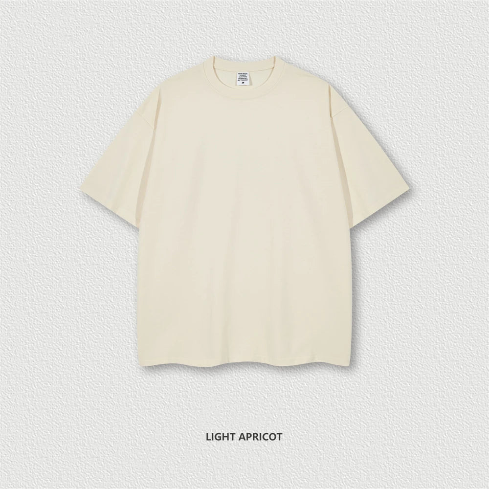 ZODF Trendy Summer 260gsm Cotton Oversized T Shirts For Men Unisex Male Kanye West High Street Solid Tees Brand Tops HY0122