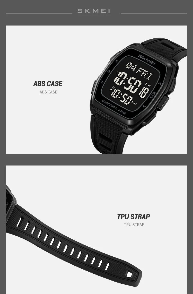 SKMEI 2441 LED Display Electronic Mens Wristwatches Waterproof Countdown Sport Watch for Men Military Digital Clock Reloj Hombre