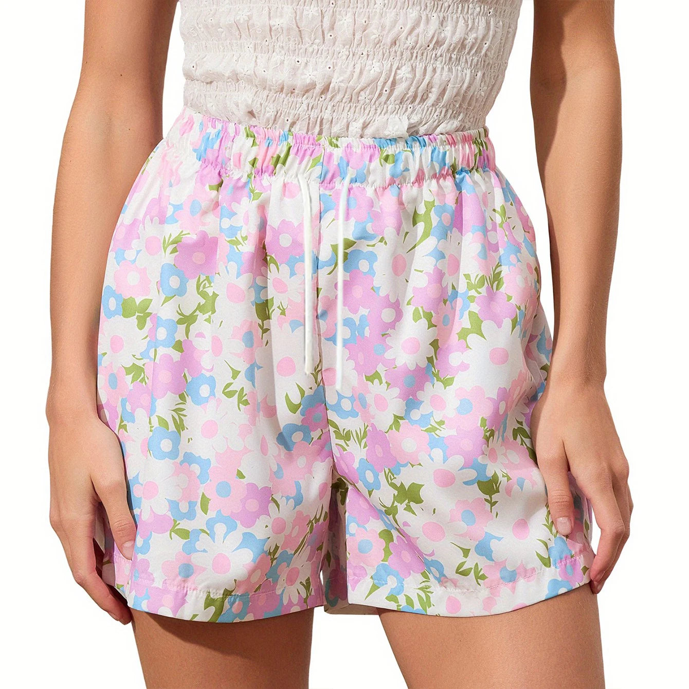 Summer Women flowers Print Seaside Beach Casual Shorts Hawaii Vacation Daily Shorts Home Shorts Female Clothing