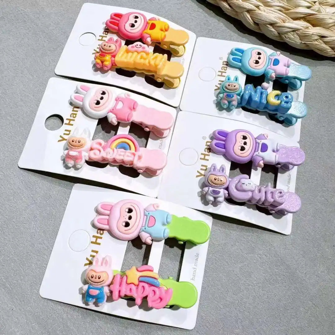 10pcs Children's Hair Clips for Girls Anime Cartoon Hair Accessories Kawaii Ponytail Clips Friends for Gifts