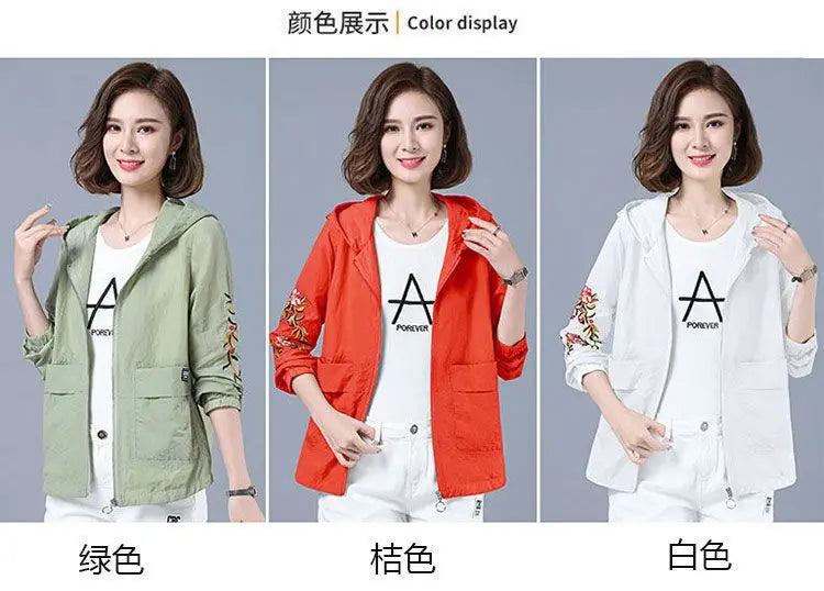 Summer Jackets For Women 2025 Outerwears Cool Thin Coat Middle Aged Mother Clothes Korea Fashion Women's Clothing Embroidery
