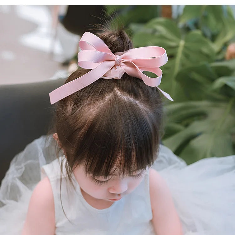 Children's Bow Hair Band Sweet Hair Rope French Large Intestine Ring Solid Color Headband Headwear Girls Kids Hair Accessories