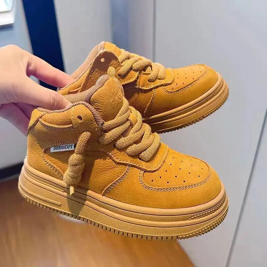 Kids Sports Shoes Mid-top Soft Bottom Students Basketball Shoes Breathable Comfortable 2025 Autumn New Children Running Shoes