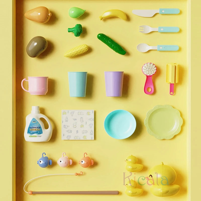 Kids Kitchen Sink Toys Electric Dishwasher Playing Toy With Running Water Pretend Play Food Fishing Toy Role Playing Girls Gift