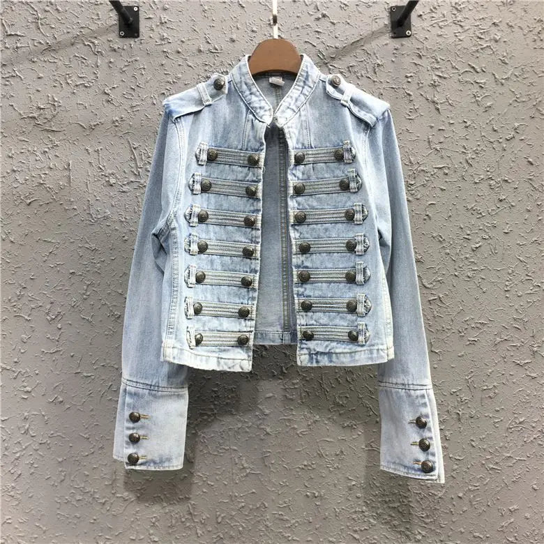 Women's Short Jacket Spring and Autumn New Jacket Top Skinny Stand-up Collar Long-sleeved Denim Fashion Comfort Winter Clothes