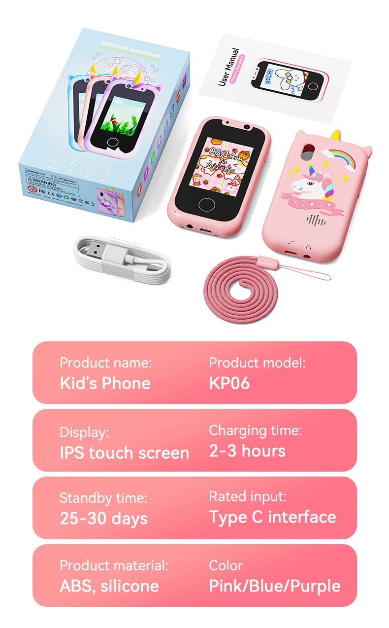 Kids Smart Phone Camera Toys Touchscreen Learning Toy for 3-12 Year Old Boys Girls Phone MP3 Player Christmas Birthday Gifts