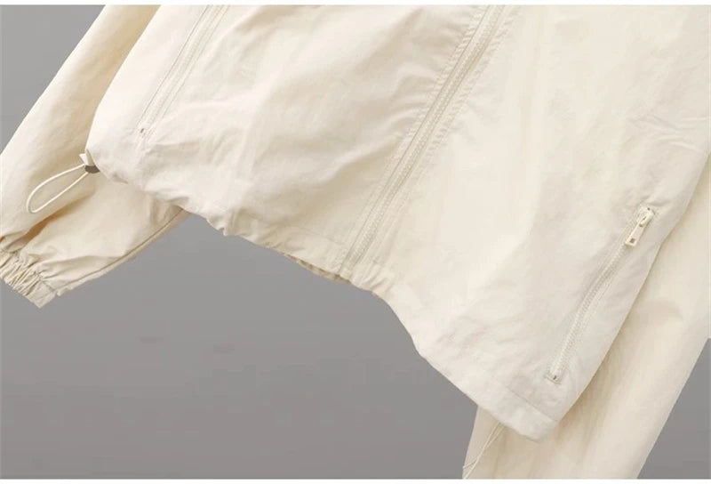 Women's Jackets New Spring Autumn Thin Cardigan Jacket Zipper Long Sleeve Simple Fashion Solid High-necked Casual Female Outwear