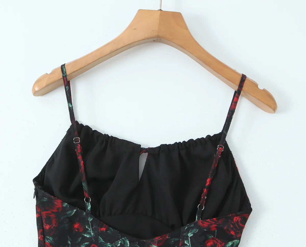 Midi dresses for women 2025 Summer bodycon dresses sexy vintage clothes dress elegant black dress front tie vintage floral dress