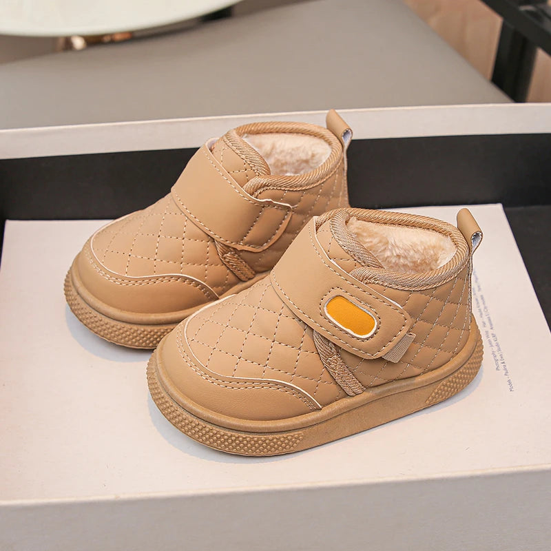 Kids'Casual Shoes Ankle Boots PU Leather Water-Resistant Winter Shoes For Children Anti-slip Warm Pink Black Shoes Size 21-31