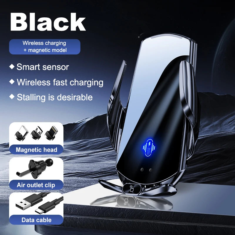 Universal All Mobile Phone Charging Car Phone Holder Wireless Charger Automatic Car Cell Phone Holder Vent Clip Accessories