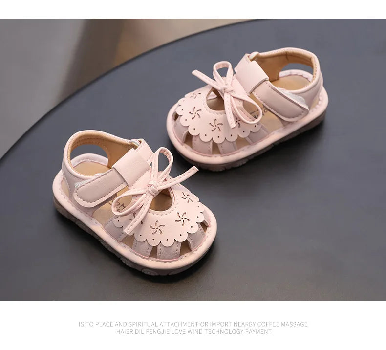 Baby Walking Shoes Package Head Call Sandals Soft Bottom Non-slip Hollow Breathable Casual Shoes 0-2 Years Old Princess Shoes