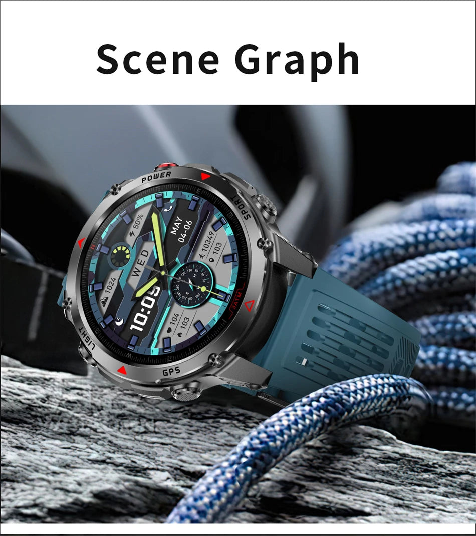 New Military GPS Sports Smart Watch Men Support GNSS Swim 3ATM Waterproof Compass Altimeter BT Call Outdoor Sports Smart Watch