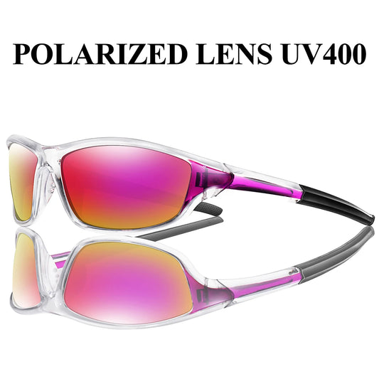 Men and Women Polarized Fishing Sunglasses Outdoor Sports Cycling Driving Hiking Eyewear Camping Travel Transparent Frame UV400