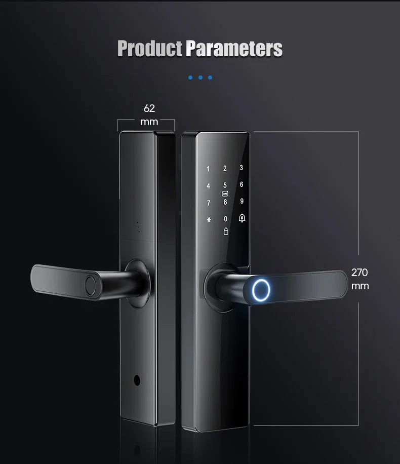 Smart electronic door locks Fingerprint biometrics Smartlock Application control Smart card key entry and USB emergency charging
